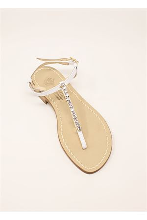 Sandali da sposa bassi con gioiello oro Da Costanzo | JEWELSTRIPEBIANCOORO